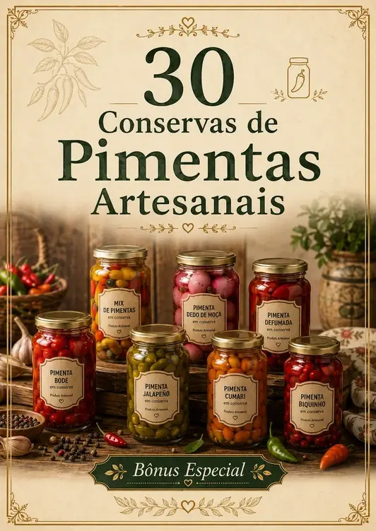 Mockup do bônus 30 Conservas de Pimentas Caseiras