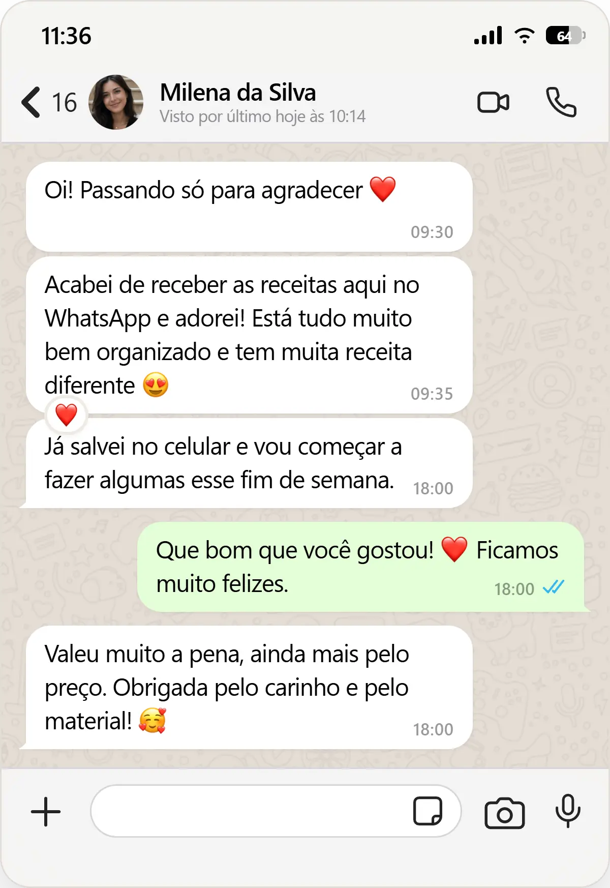 Depoimento de cliente sobre o material 100 Receitas de Conservas Caseiras